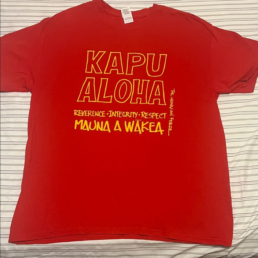 Red Graphic T-Shirt with Yellow Text